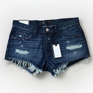 Womens Denim Blue Jean Shorts size 6 28 Distressed Cut off Short Summer 3x1 NWT